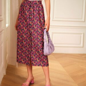 The High Waisted Elastic Floral Skirt