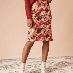 The High Waisted Corduroy Floral Skirt