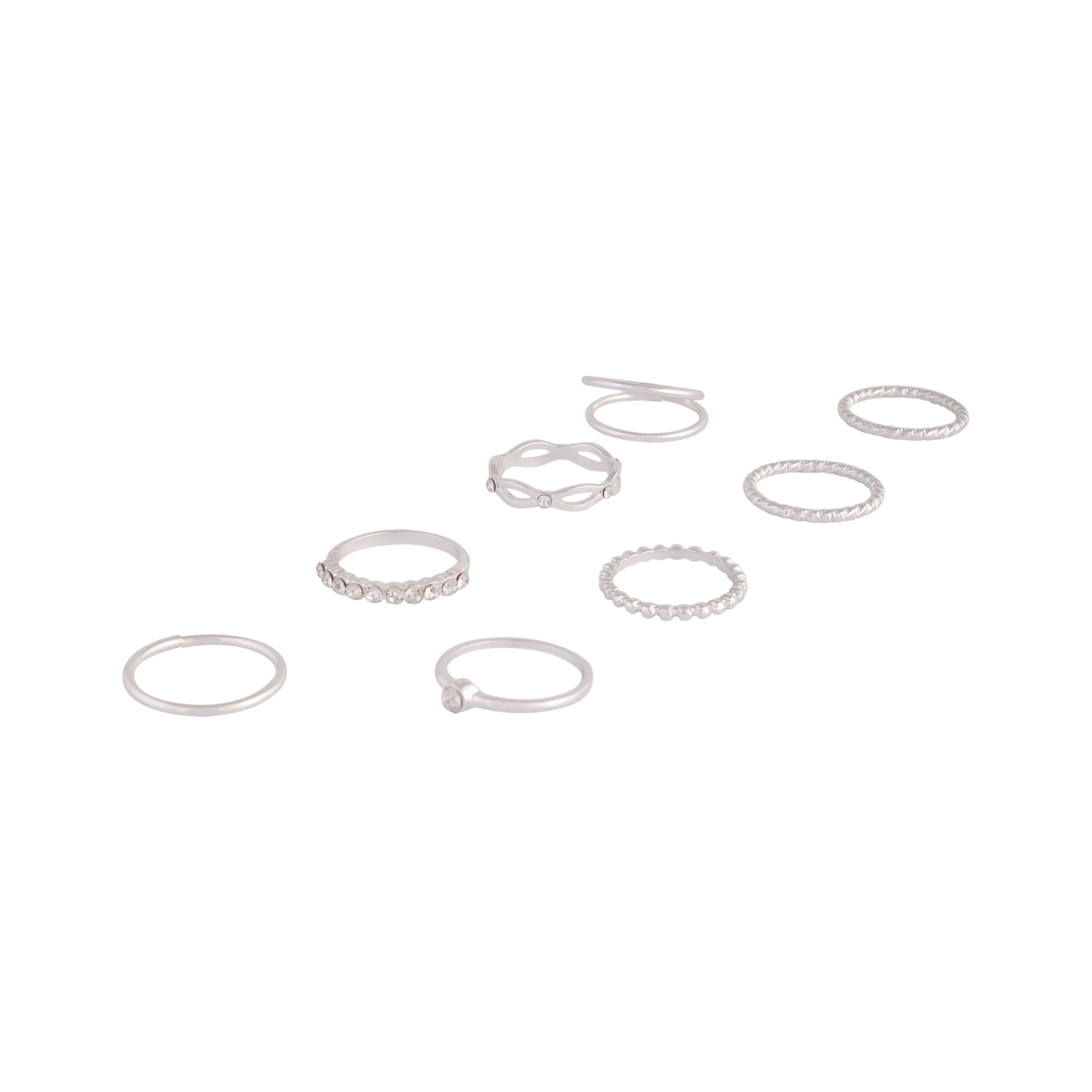 Diamond Cut Twist Ring 8-Pack
