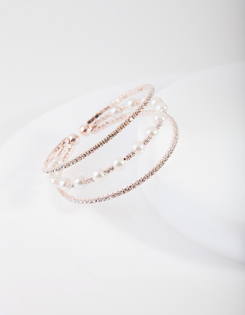 Rose Pearl Cup Chain Cuff