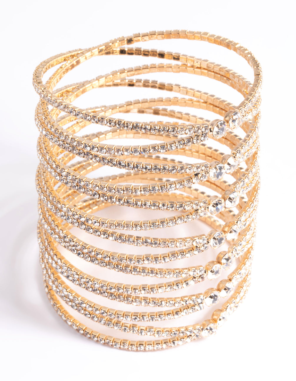 Cross Over Eight Row Cuff Bracelet