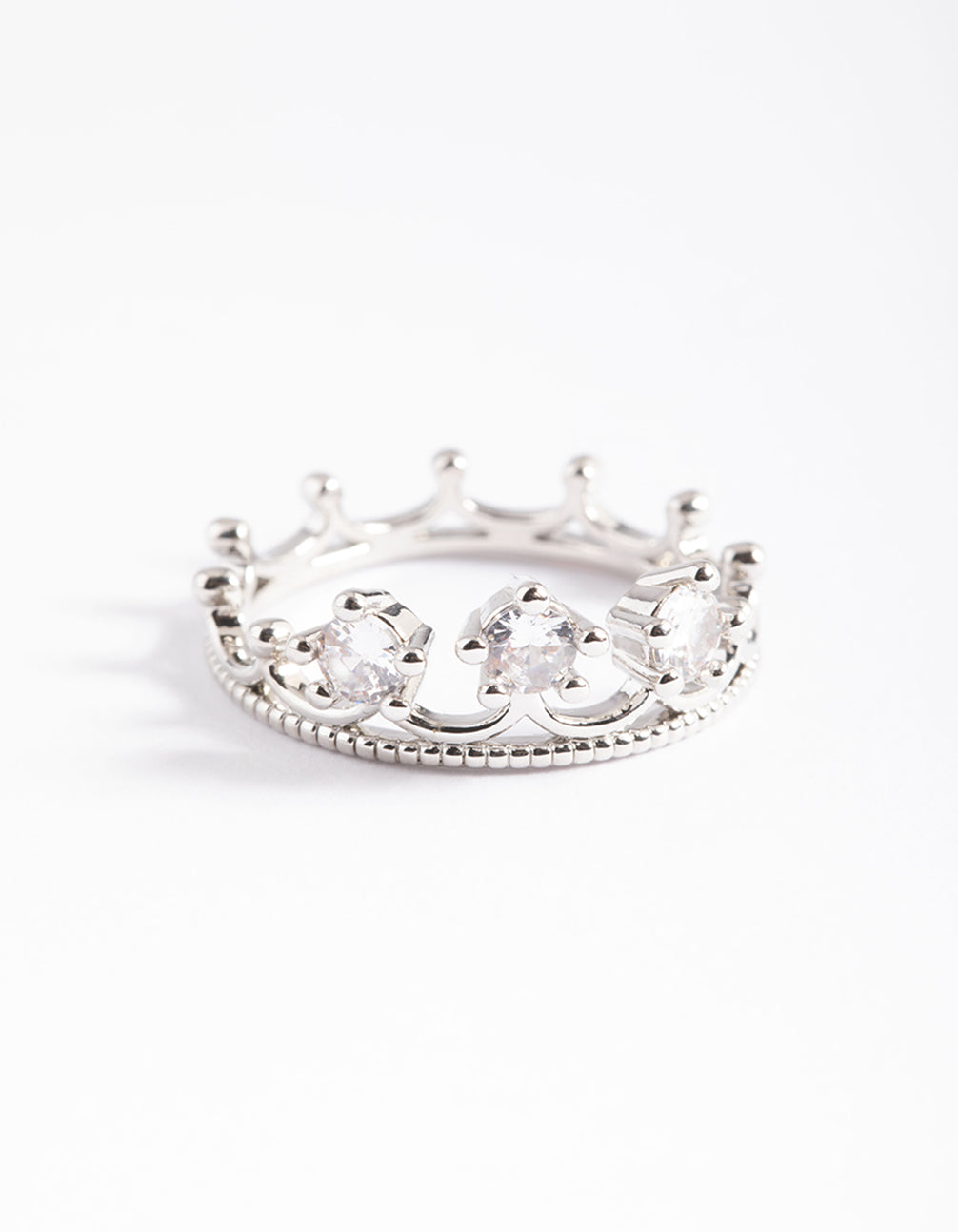 Rhodium Crown Ring