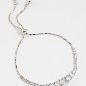 Rhodium Large Oval Toggle Tennis Bangle