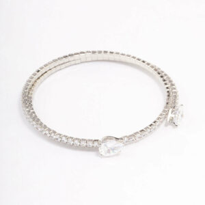 Rhodium Double Pointed Bangle