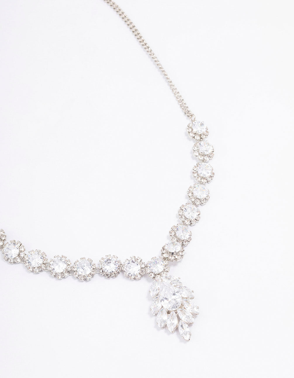 Rhodium Floral Statement Necklace