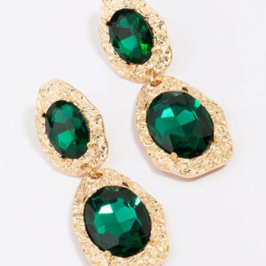 Double Disc Emerald Earrings