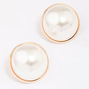 Pearl Dome Encased Stud Earrings