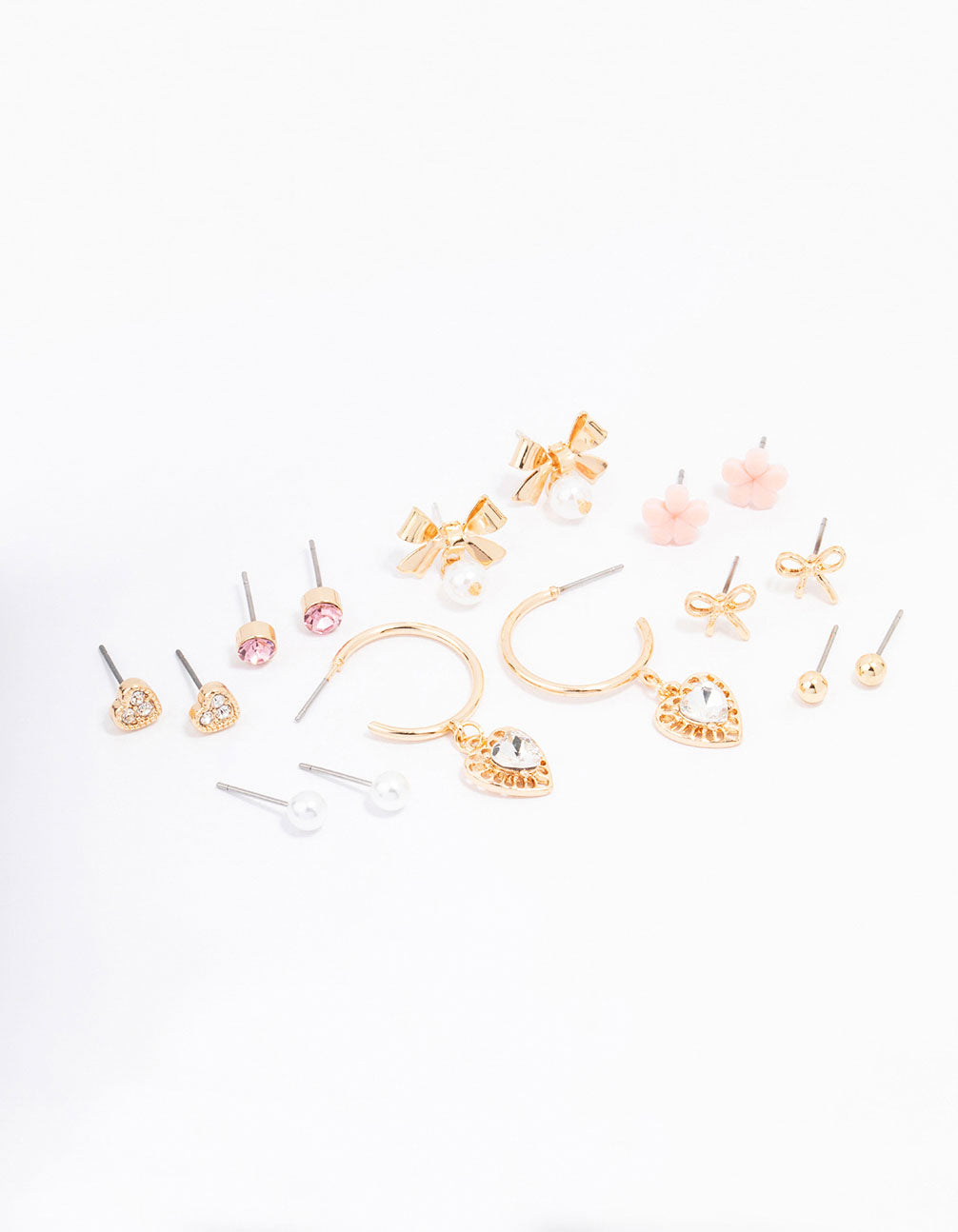 Bow Flower & Pearl Earring 8-Pack