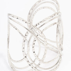 Rhodium Oval Loop Wrist Cuff